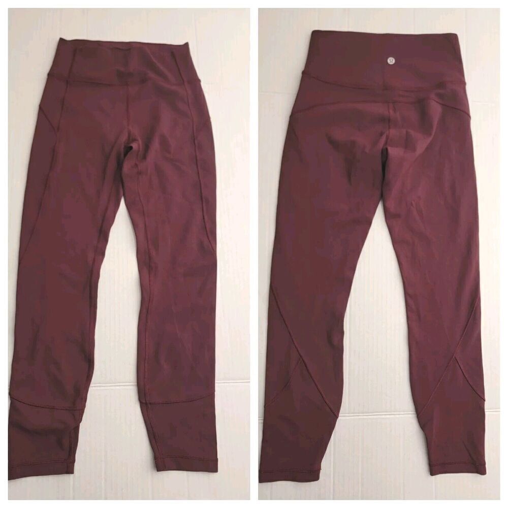 Lululemon In Movement 7/8 leggings Womens 6 Plum W5BPGS Everlux Yoga Pants